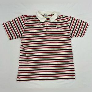 Men’s Vintage Trend Basics Short Sleeve Striped Polo Shirt Size L